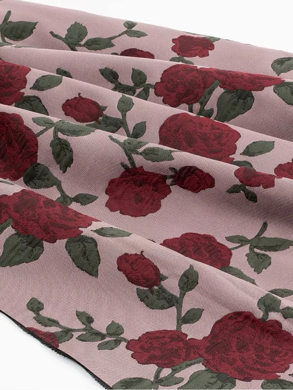 Luxury Rose Floral Jacquard Brocade Fabric - 2 Yards, 61” width